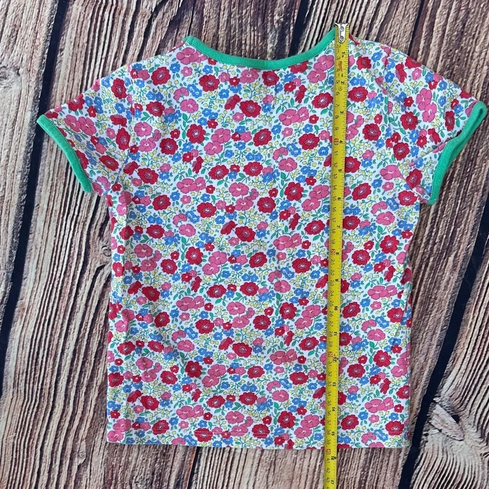 Boden Kids Floral T-Shirt with Green Accents
